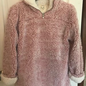 Fantastic Fawn blush teddy fleece pullover